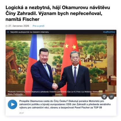 Čína není partner jako každý jiný. Cesta Tomia Okamury nic nezmění